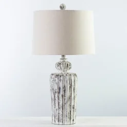 Table Lamps-Kirkland's Home Distressed Fluted Tuscany Table Lamp Ivory