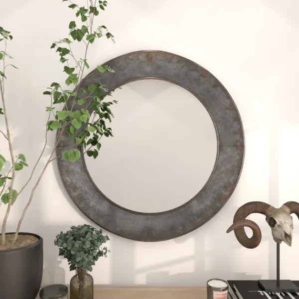 Framed Mirrors-Kirkland's Home Distressed Galvanized Curved Framed Mirror