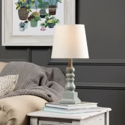 Table Lamps-Kirkland's Home Distressed Gray Candlestick Table Lamp White