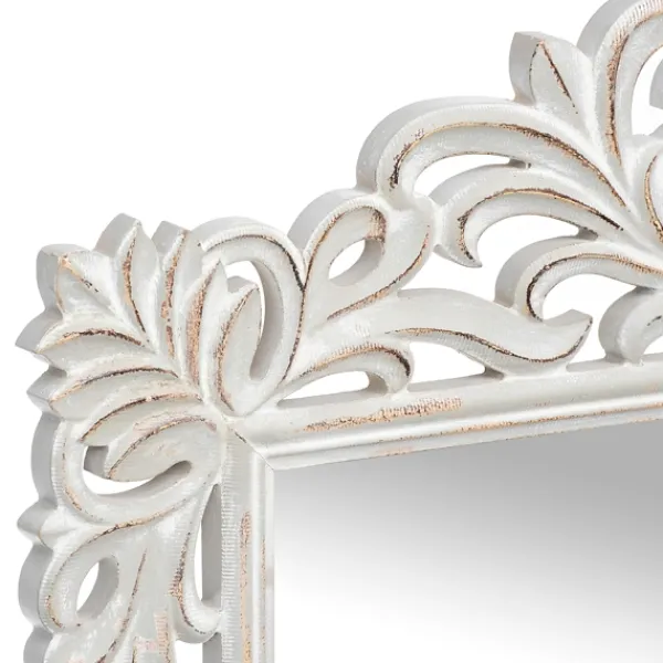 Decorative Mirrors-Kirkland's Home Distressed Gray Carved Ornate Scroll Mirror