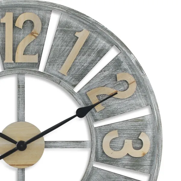 Clocks-Kirkland's Home Distressed Gray Wood Wall Clock
