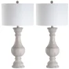 Table Lamps-Kirkland's Home Distressed Ivory Faux Wood Table Lamps, Set Of 2 White