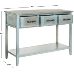 Console Tables-Kirkland's Home Distressed Light 3-Drawer Console Table Blue