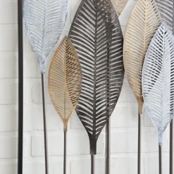 Wall Plaques-Kirkland's Home Distressed Metal Carved Leaves Wall Plaque Black