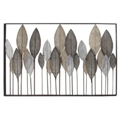 Wall Plaques-Kirkland's Home Distressed Metal Carved Leaves Wall Plaque Black