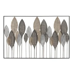 Wall Plaques-Kirkland's Home Distressed Metal Carved Leaves Wall Plaque Black