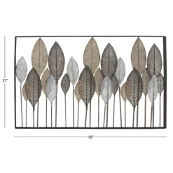 Wall Plaques-Kirkland's Home Distressed Metal Carved Leaves Wall Plaque Black