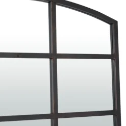 Decorative Mirrors-Kirkland's Home Distressed Metal Windowpane Arched Mirror Black