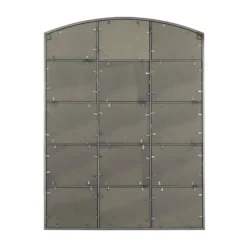 Decorative Mirrors-Kirkland's Home Distressed Metal Windowpane Arched Mirror Black