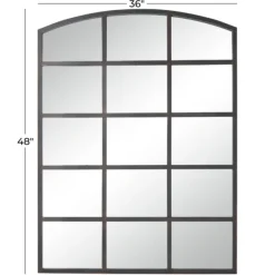 Decorative Mirrors-Kirkland's Home Distressed Metal Windowpane Arched Mirror Black