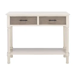 Console Tables-Kirkland's Home Distressed Natural Ronan 2-Drawer Console Table White