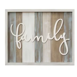 Wall Quotes & Signs-Kirkland's Home Distressed Planks Family Framed Plaque Gray/White/Brown