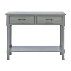 Entryway Furniture-Kirkland's Home Distressed Ronan 2-Drawer Console Table Gray