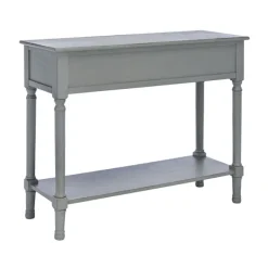 Entryway Furniture-Kirkland's Home Distressed Ronan 2-Drawer Console Table Gray