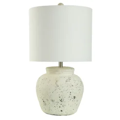 Table Lamps-Kirkland's Home Distressed Round Table Lamp White