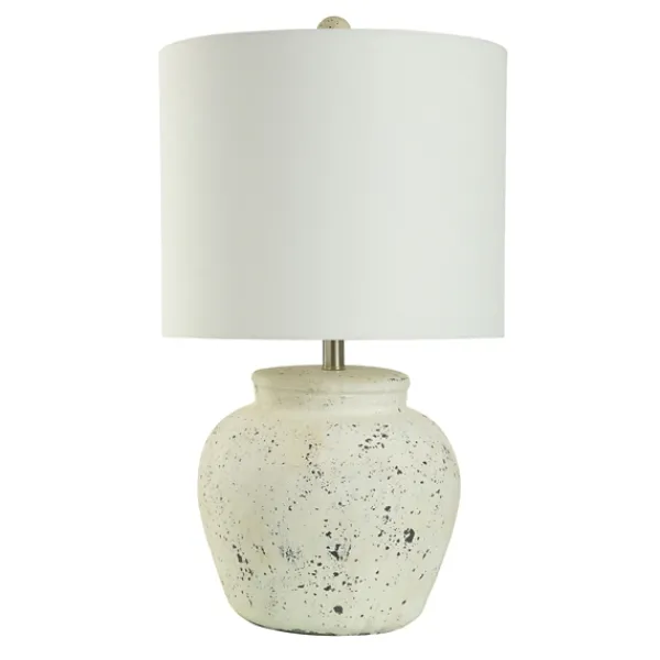 Table Lamps-Kirkland's Home Distressed Round Table Lamp White