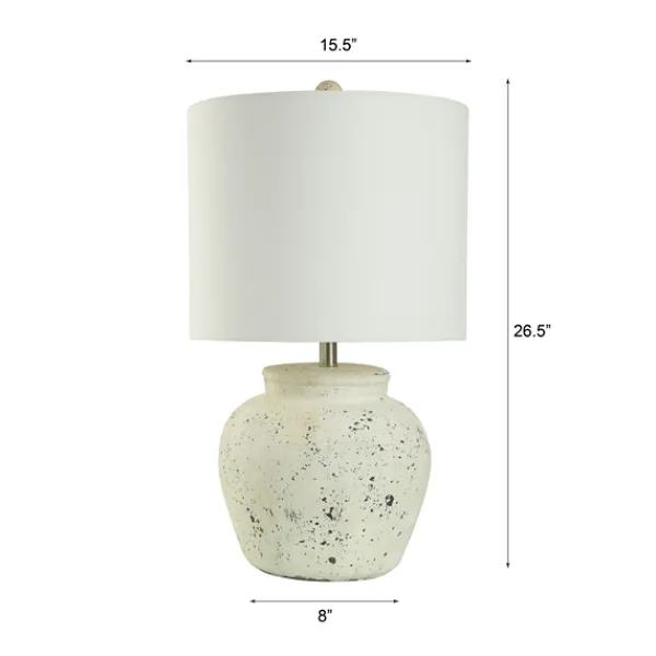 Table Lamps-Kirkland's Home Distressed Round Table Lamp White