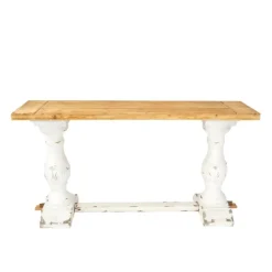 Console Tables-Kirkland's Home Distressed Rustic Carved Console Table White