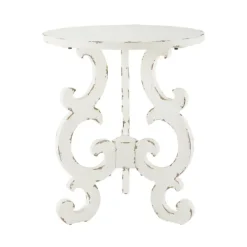Accent & End Tables-Kirkland's Home Distressed Scrollwork Accent Table White