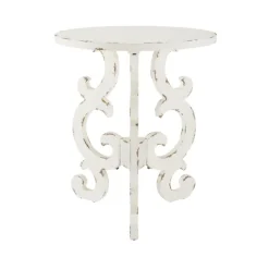 Accent & End Tables-Kirkland's Home Distressed Scrollwork Accent Table White