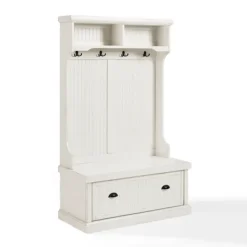Entryway Furniture-Kirkland's Home Distressed Seanan Storage Hall Tree White