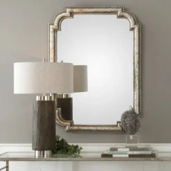 Decorative Mirrors-Kirkland's Home Distressed Silver Leaf Wooden Frame Wall Mirror