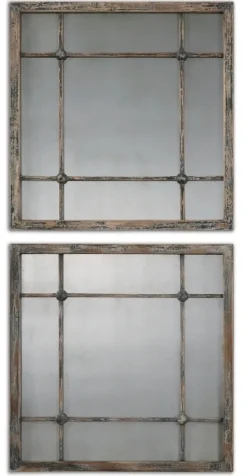 Decorative Mirrors-Kirkland's Home Distressed Slate Blue Wood Wall Mirrors, Set Of 2
