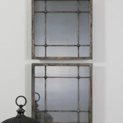 Decorative Mirrors-Kirkland's Home Distressed Slate Blue Wood Wall Mirrors, Set Of 2