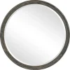 Framed Mirrors-Kirkland's Home Distressed Slate Blue Wooden Round Wall Mirror