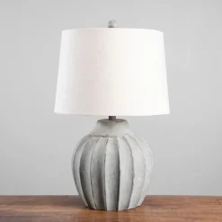 Table Lamps-Kirkland's Home Distressed Stone Table Lamp Ivory