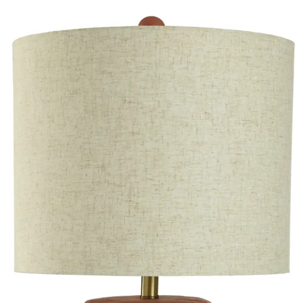 Table Lamps-Kirkland's Home Distressed Terracotta Round Table Lamp Orange