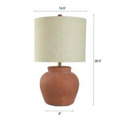 Table Lamps-Kirkland's Home Distressed Terracotta Round Table Lamp Orange