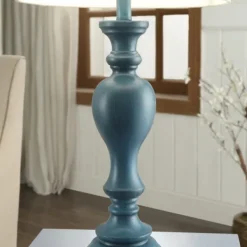 Table Lamps-Kirkland's Home Distressed Turquoise Antique Table Lamp Ivory