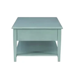 Coffee Tables-Kirkland's Home Distressed Turquoise Wood 3-Drawer Coffee Table Blue
