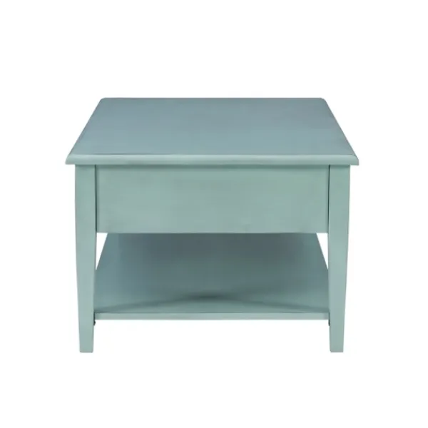 Coffee Tables-Kirkland's Home Distressed Turquoise Wood 3-Drawer Coffee Table Blue