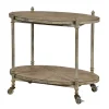 Accent & End Tables-Kirkland's Home Distressed Vintage Rolling Cart Accent Table Tan