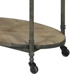 Accent & End Tables-Kirkland's Home Distressed Vintage Rolling Cart Accent Table Tan