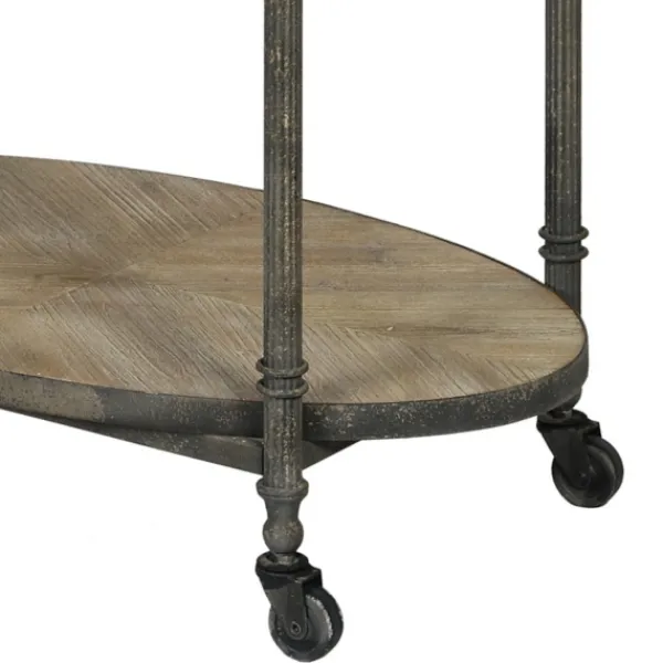 Accent & End Tables-Kirkland's Home Distressed Vintage Rolling Cart Accent Table Tan