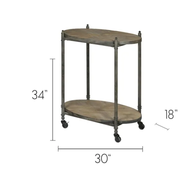 Accent & End Tables-Kirkland's Home Distressed Vintage Rolling Cart Accent Table Tan