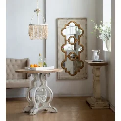 Decorative Mirrors-Kirkland's Home Distressed White And Gold Moroccan Mirror