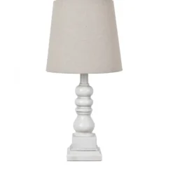 Table Lamps-Kirkland's Home Distressed White Candlestick Table Lamp Ivory