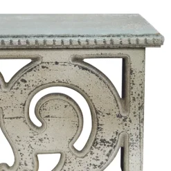 Shelves-Kirkland's Home Distressed White Carved Wood Wall Shelf