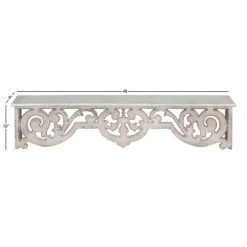 Shelves-Kirkland's Home Distressed White Carved Wood Wall Shelf