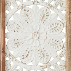 Wall Plaques-Kirkland's Home Distressed White Floral Wall Plaques, Set Of 3 White/Brown