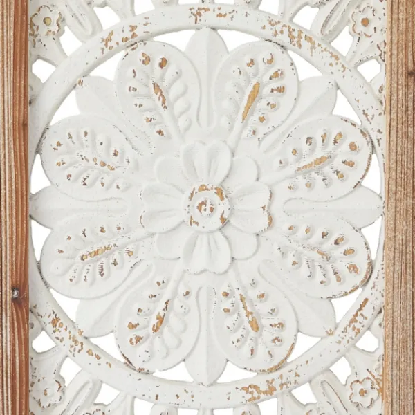 Wall Plaques-Kirkland's Home Distressed White Floral Wall Plaques, Set Of 3 White/Brown