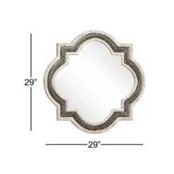 Decorative Mirrors-Kirkland's Home Distressed White Iron Quatrefoil Mirror, 29X29 In.