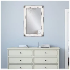 Decorative Mirrors-Kirkland's Home Distressed White Reclaimed Wood Wall Mirror