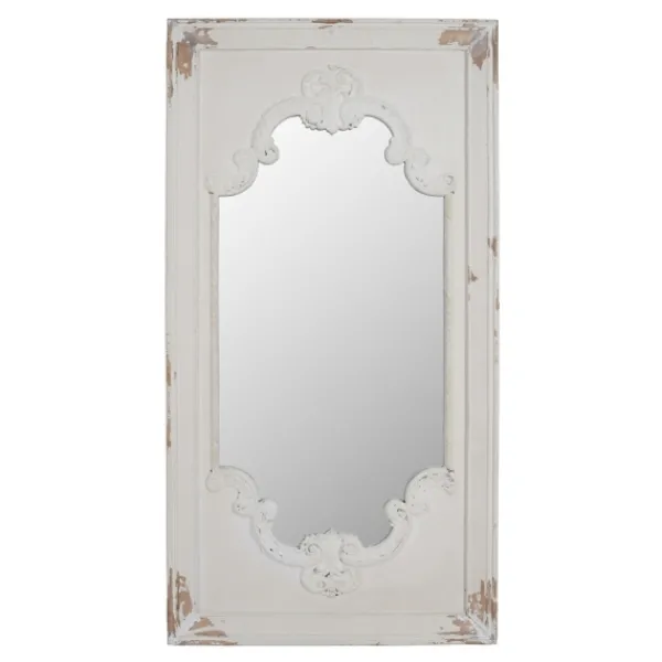 Decorative Mirrors-Kirkland's Home Distressed White Scroll Framed Wall Mirror