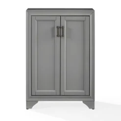 Bathroom Furniture-Kirkland's Home Distressed Wood Accent Cabinet Gray