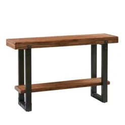 Console Tables-Kirkland's Home Distressed Wood And Gunmetal Console Table Brown